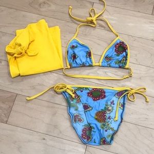 Victoria’s Secret floral bikini with matching yellow wrap